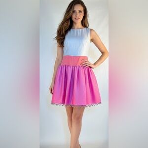 Alexia Admor Dress Gray Pink Orange Pink Beads at Hem Party EUC  M 👍